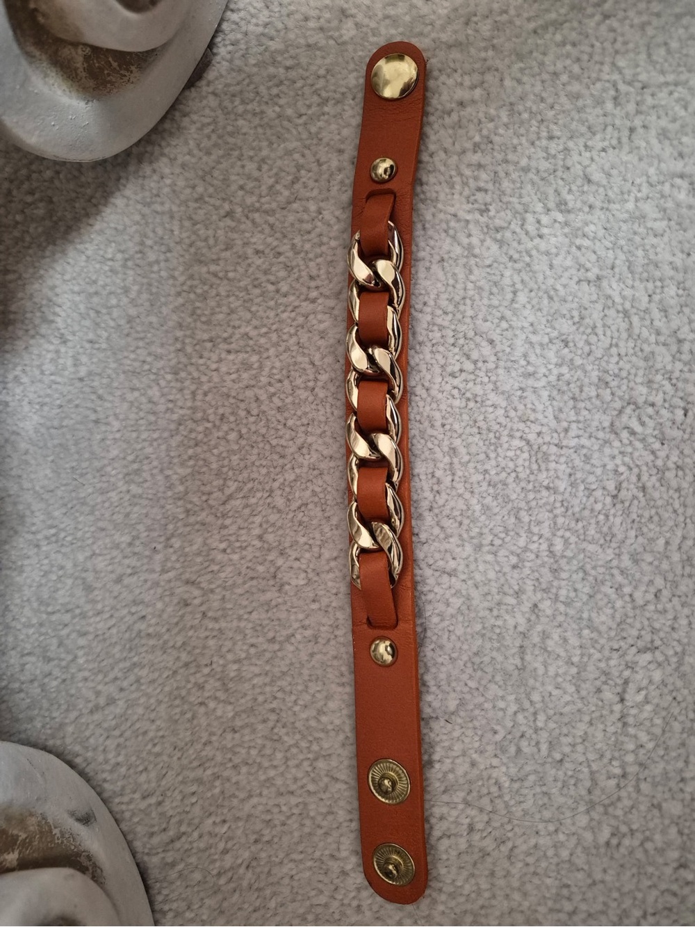 Orange with gold hardware leather bracelet